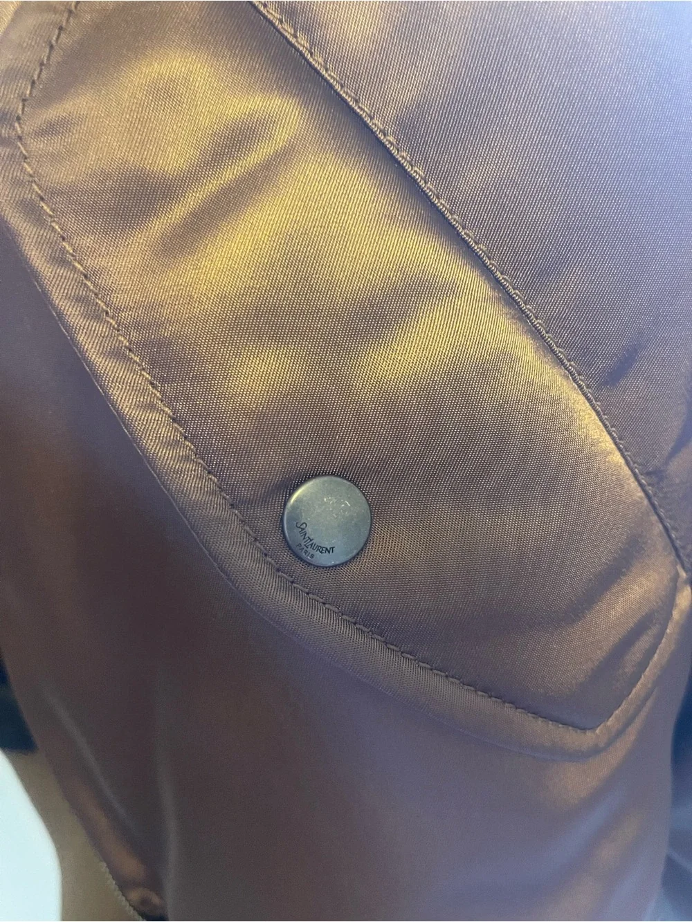 Saint Laurent Brown Satin-Look Bomber Jacket